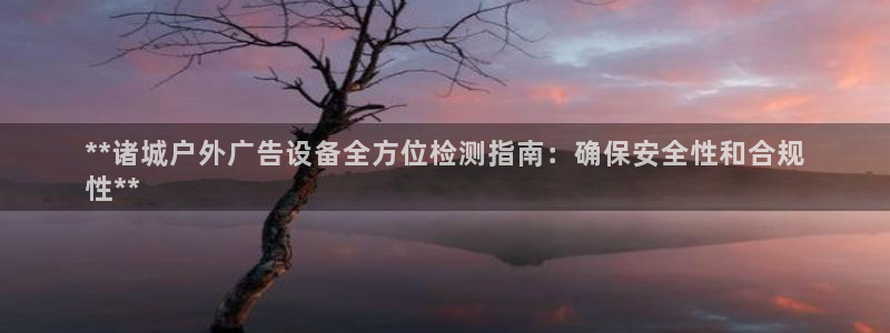 杏宇平台代理多少钱：**诸城户外广告设备全方位检测指南：确保安全性和合规
性**